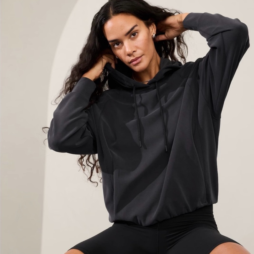 Athleta Seasoft Bubble Hem Women's Black Hoodie